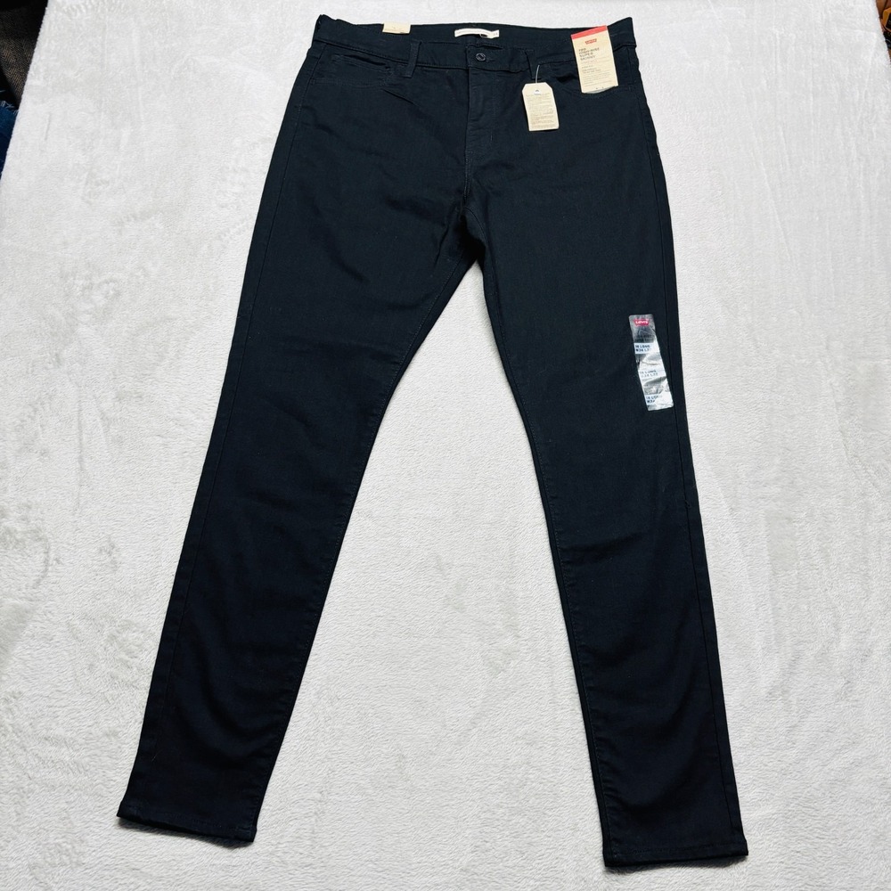 Levi's 720 Jeans Womens 34 High Rise Super Skinny Jet Black Stretch Denim 35x32